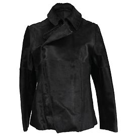 Marni Double-Breasted Sheared Jacket in Black Goatskin Black