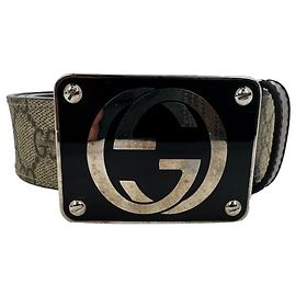 Cinturón Gucci GG Monogram Canvas en cuero multicolor Multicolor