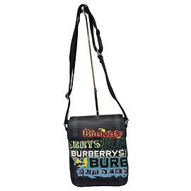 Bolsa Messenger Burberry em couro preto Check Preto