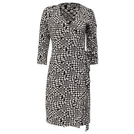 Vestido mini envelope de bolinhas Diane Von Furstenberg em viscose preta Preto