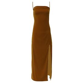 Staud Bellamy ärmelloses Midi-Kleid aus braunem Samt Braun Rot
