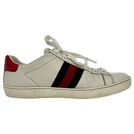 Baskets Gucci Ace à motif serpent en cuir blanc Blanc