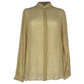 Blouse Etro à pois métallisés en soie crème Blanc Écru