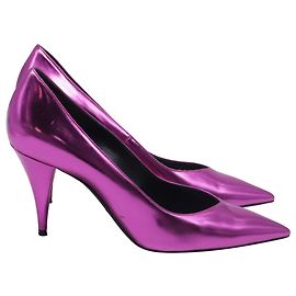 Yves Saint Laurent Décolleté a punta Saint Laurent Kiki Mirror in pelle rosa Rosa