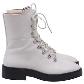 Stivaletti stringati Stuart Weitzman in pelle bianca Bianco