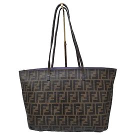 Fendi Small Roll Tote Bag Zucca Canvas Braun Braun