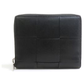 Bottega Veneta Black Leather Bi-Fold Wallet Black