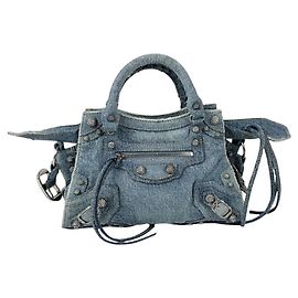 Borsa a tracolla Balenciaga in denim azzurro Blu chiaro