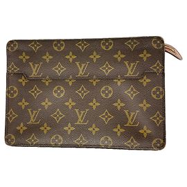 Louis Vuitton Monogram Pochette Homme Clutch Bag Marron