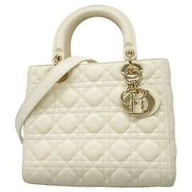 Bolsa de mão Christian Dior Cannage Lady Branco