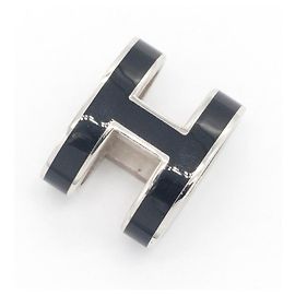 Hermès Colar com pingente Hermes Black Silver Pop H Preto Prata