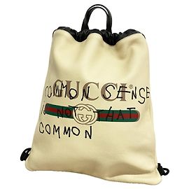Sac cabas en cuir Gucci Noir Écru