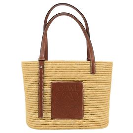 Sac Tote Loewe en raphia et cuir Marron Beige
