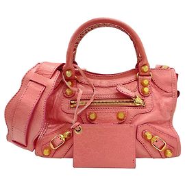 Balenciaga Mini City Leather Pink Handbag Pink