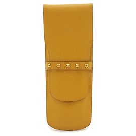 Hermès Étui à stylo HERMES Medor en cuir Courchevel jaune Jaune