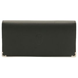 Portafoglio bi-fold in pelle Cartier Cabochon Nero Bordò