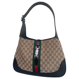 Bolso hobo Gucci Jackie Monogram Castaño Negro Roja Verde
