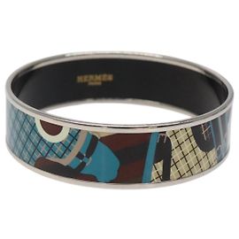 Bracelet Hermès Caleche en émail large Bleu