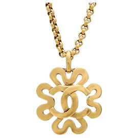Chanel Flower Coco Mark Chain Necklace Golden