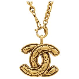 Collier à chaîne Chanel Coco Mark Matelassé Doré