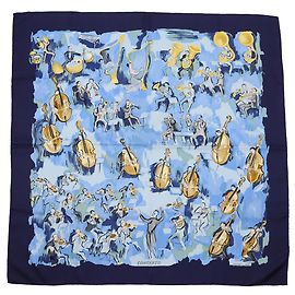 Hermès Pañuelo Hermes Carre 90 - Diseño Concerto Azul Multicolor Azul marino