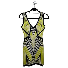 Robe courte Herve Leger Noir Blanc Jaune