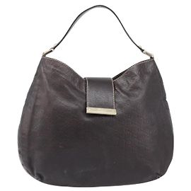 Gucci New Ladies Web Hobo Guccissima Leather Medium Castaño