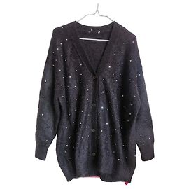 Cardigan Miu Miu en mélange de laine noir avec strass Noir