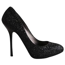 Jimmy Choo Black Glitter Heels Size 40 Black
