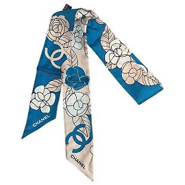 Pañuelo slim bandeau Chanel azul/rosa Azul