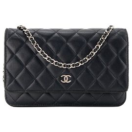 CHANEL - Borsa a tracolla Wallet On Chain Classic/Timeless Chanel in pelle liscia blu navy Blu navy