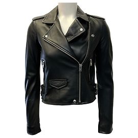Iro Black Leather Ashville Moto Jacket Black