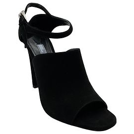 Stivaletti peep toe in camoscio nero Prada Nero