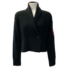 Autre Marque Raquel Allegra Arcadia Cardigan aus Alpaka / Wolle schwarz Schwarz