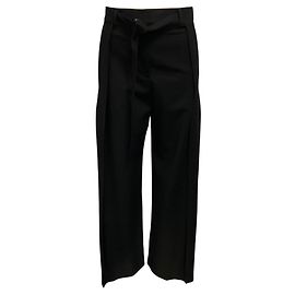 Loewe taillierte schwarze Wollhose mit Gürtel Schwarz