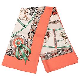 Lenço de seda Orange Hermès Chevaux de Trait 90 Scarves Laranja
