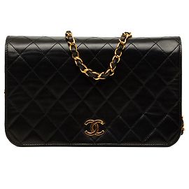 Borsa a tracolla Chanel Medium CC Quilted Lambskin Full Flap Nera Nero