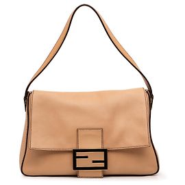 Borsa a tracolla Fendi Mamma Forever Large in pelle di vitello Marrone Marrone