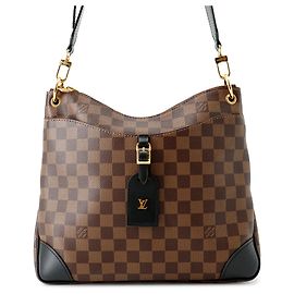 Sac bandoulière Louis Vuitton Damier Ebene Odeon MM Marron Marron
