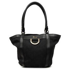 Gucci GG Canvas Abbey D Ring Handtasche Schwarz Schwarz