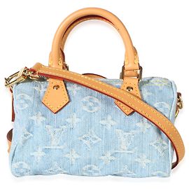 Louis Vuitton Sky Blue Monogram Denim Nano Speedy Blu