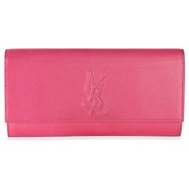 Autre Marque Clutch Small Belle De Jour Saint Laurent em pele de vitelo texturada rosa Rosa
