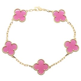 Bracelet charm Vintage Alhambra en émail rose Van Cleef & Arpels Rose Doré