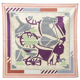 Hermès Lenço Hermes Carre 70 PUZZLE Azul Multicor Cru