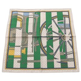 Hermès Foulard Hermes Gavroche 45 La Berline Bayadere Multicolore Beige