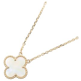 Collier Van Cleef & Arpels Vintage Alhambra en nacre Blanc Doré