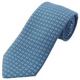Hermès Cravate en soie bleue Hermes Bleu