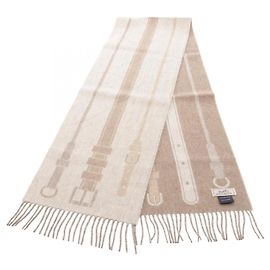 Hermès Hermes Sangles Equestres Kaschmir-Stola Beige