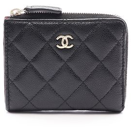 Chanel Matelassé Black Bi-Fold Wallet Black