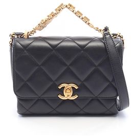 Chanel Matelassé Top Handle Shoulder Bag Black